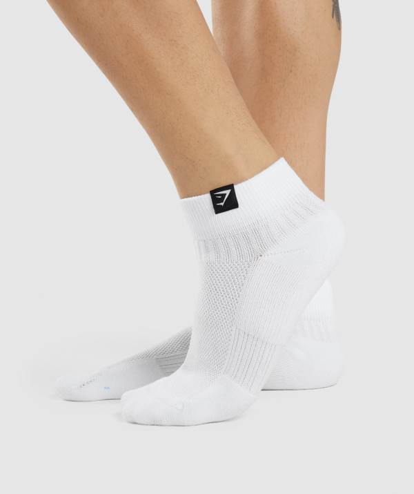 Damske Ponozky Gymshark Woven Tab Sneaker 3pk Biele | HR1803974